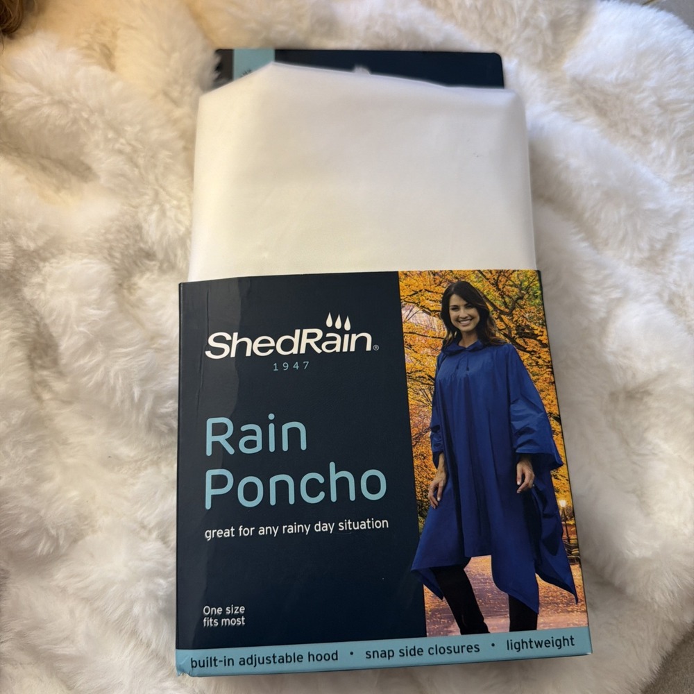 ShedRain White Lightweight Unisex Rain Poncho One Size Fits Most EVA Hooded